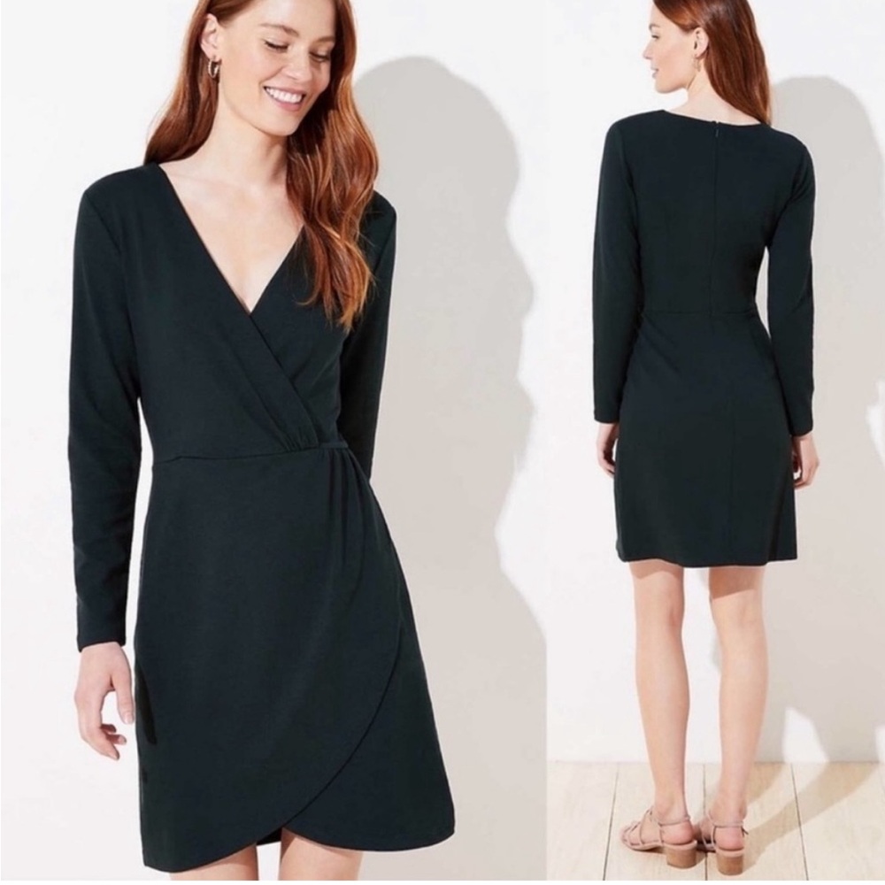 Loft Size 2 Faux Wrap Deep Green Dress